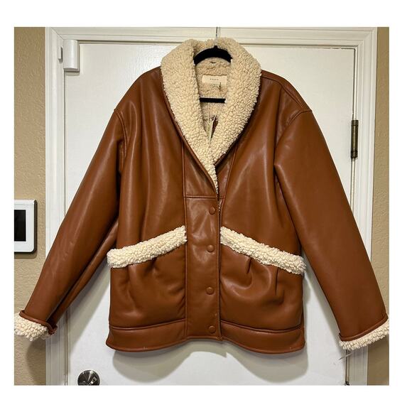 Blank NYC Rainmaker Sherpa Jacket Faux Fur Backing & Trim Size Large NWT Cozy - Picture 2 of 16